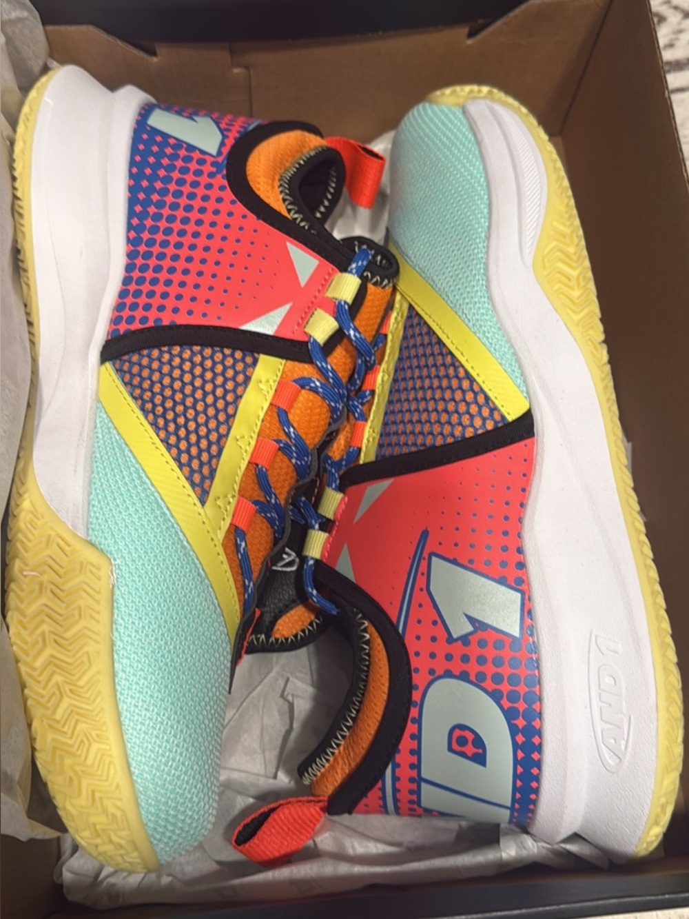 And1 Multicolor Athletic Sneakers - Bright Mint, Coral & Yellow

Brand New